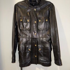 *FREE SHIPPING* Banana Republic Black Leather Military Jacket